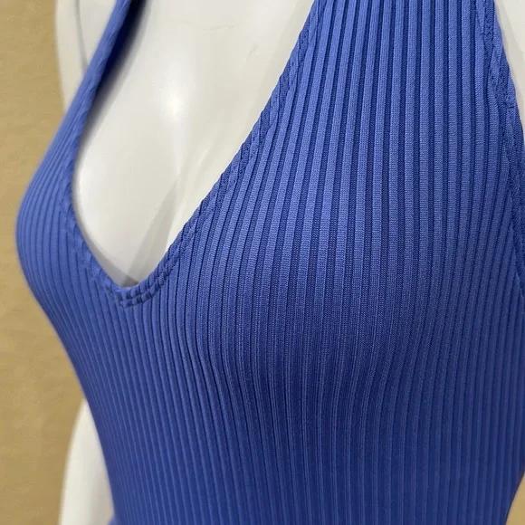 Forever 21 lavender/sky blue tank bodysuit with tie halter neck, size medium - Picture 2 of 8